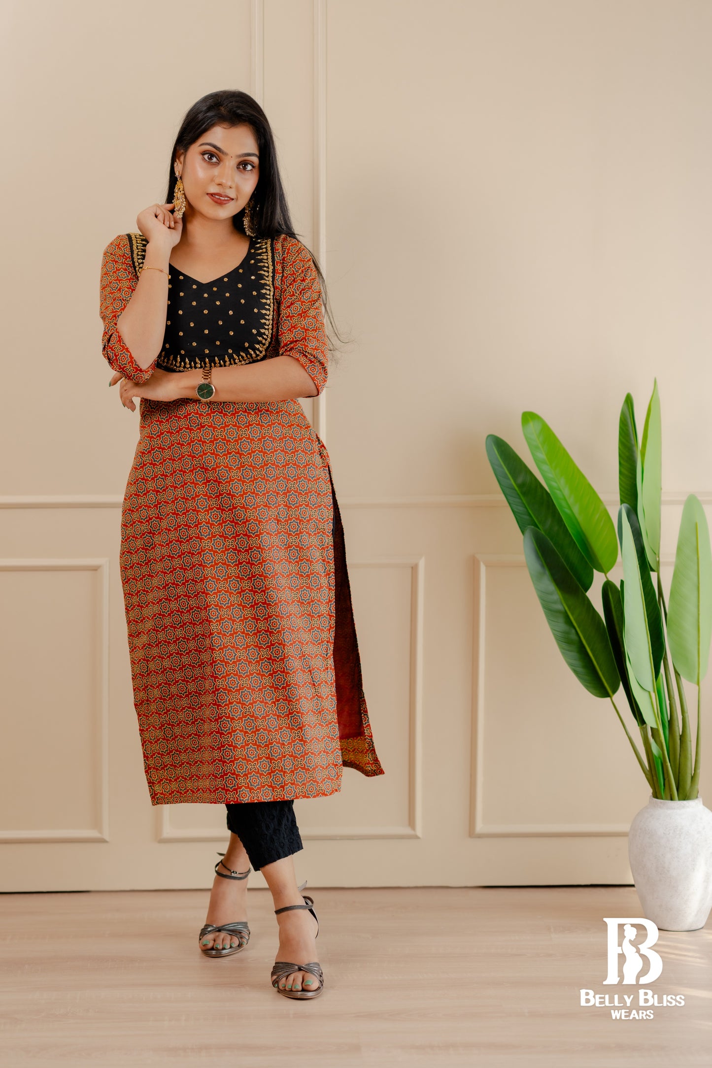Ajrak cotton straight kurthi