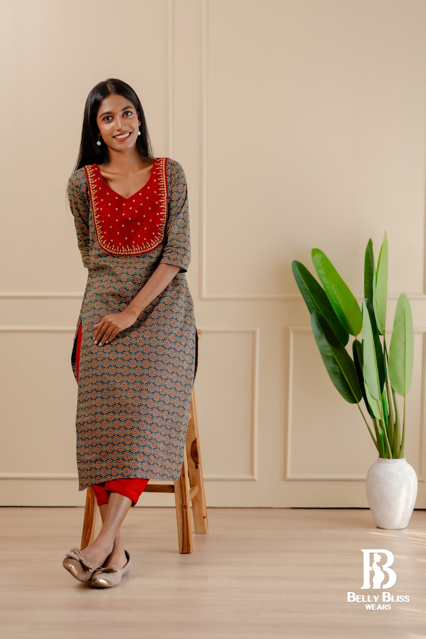 Ajrak cotton straight kurthi