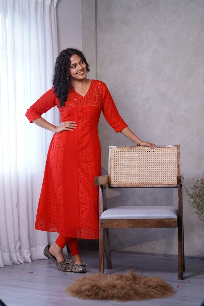 Georgette and hakoba aline kurthi