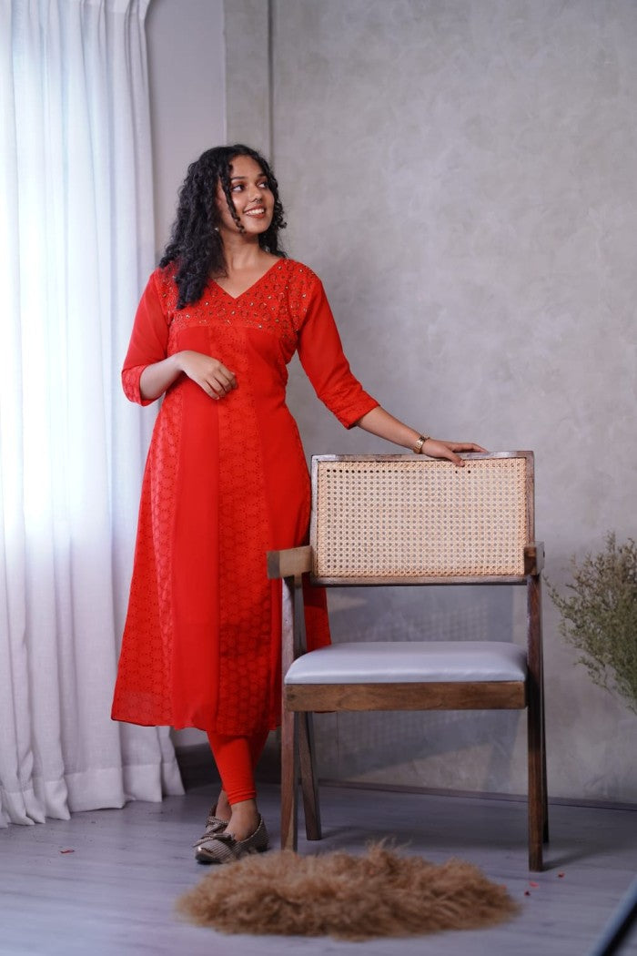Georgette and hakoba aline kurthi