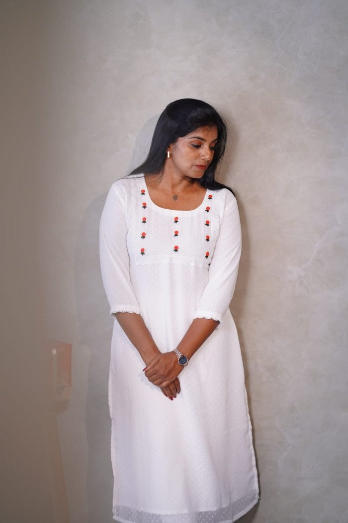 Georgette white kurthi
