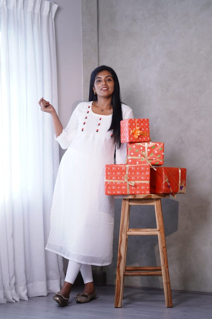 Georgette white kurthi