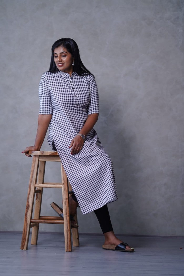 Rayon check kurthi