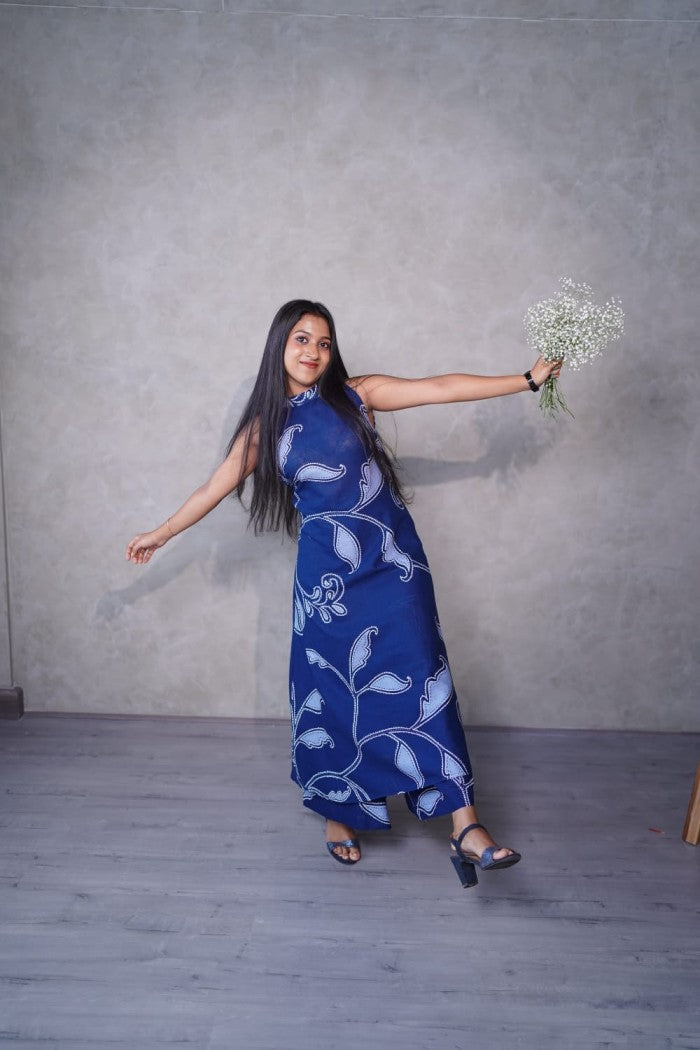 Cotton abstract print offshoulder coords