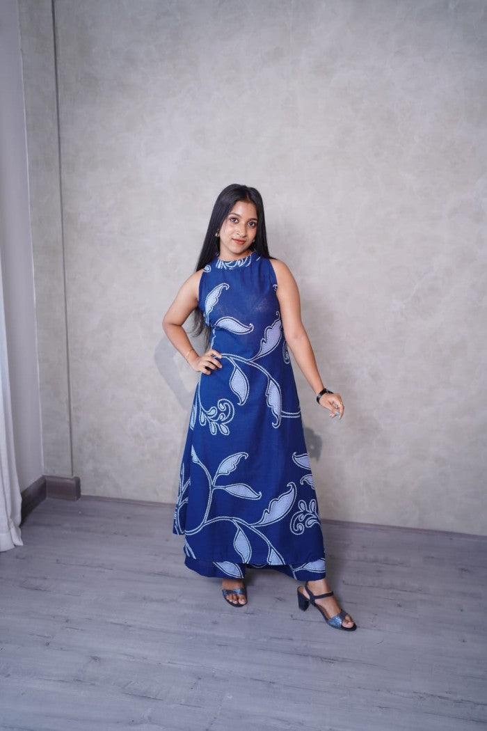 Cotton abstract print offshoulder coords