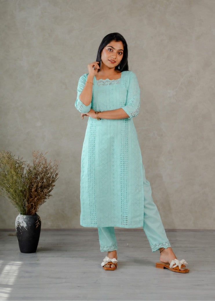 Hakiba cotton straight kurthi and bottom