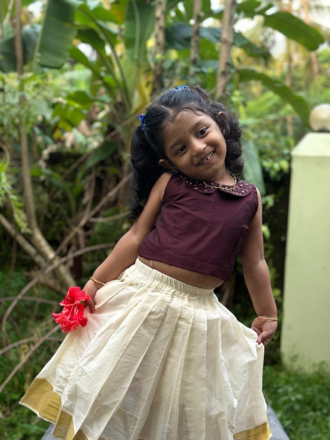 Kerala kasavy skirt and  Polycotton blouse