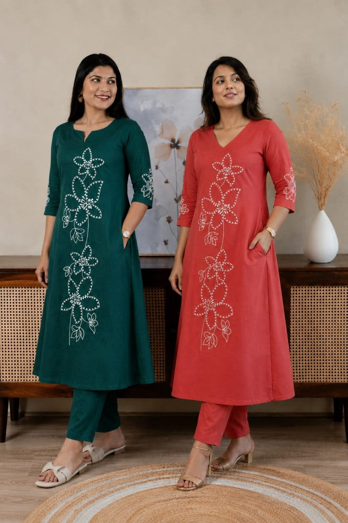 Bottle green coords in vertican fabric