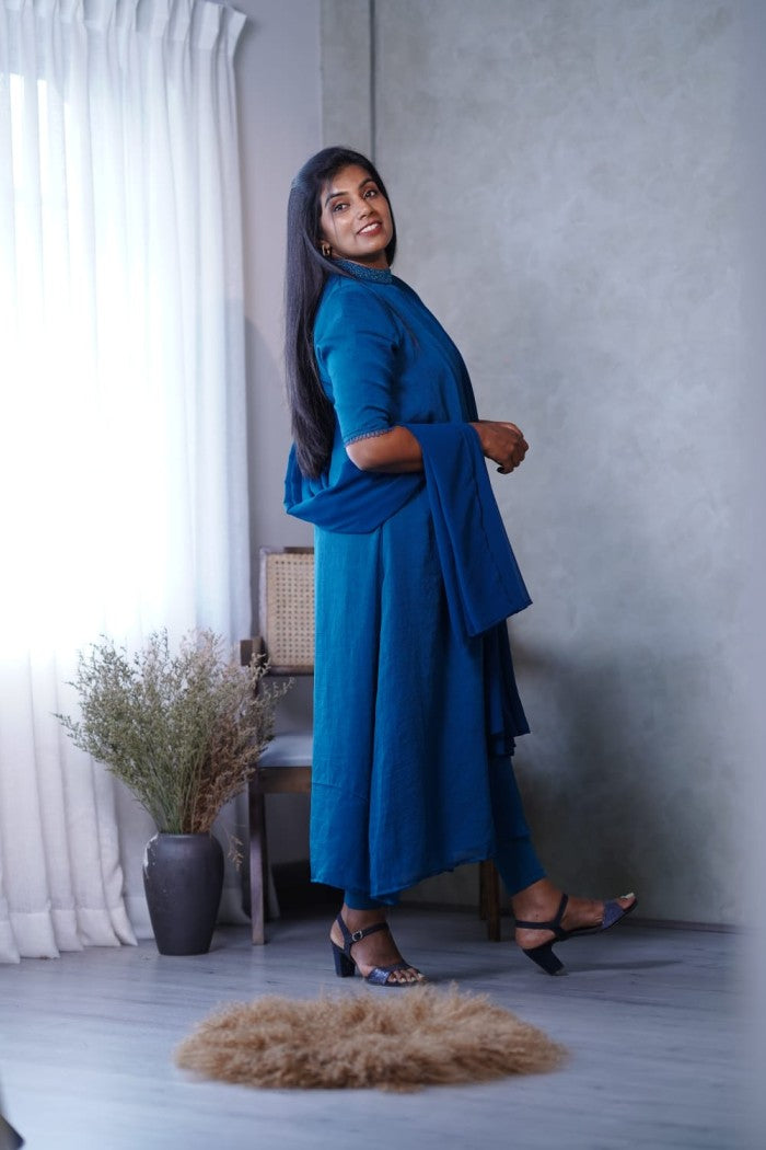 Crushed georgette A-line Kurthi and Duppatta