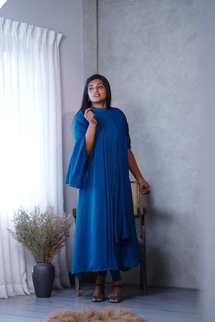 Crushed georgette A-line Kurthi and Duppatta