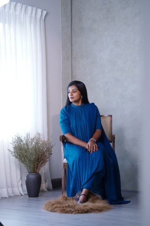 Crushed georgette A-line Kurthi and Duppatta