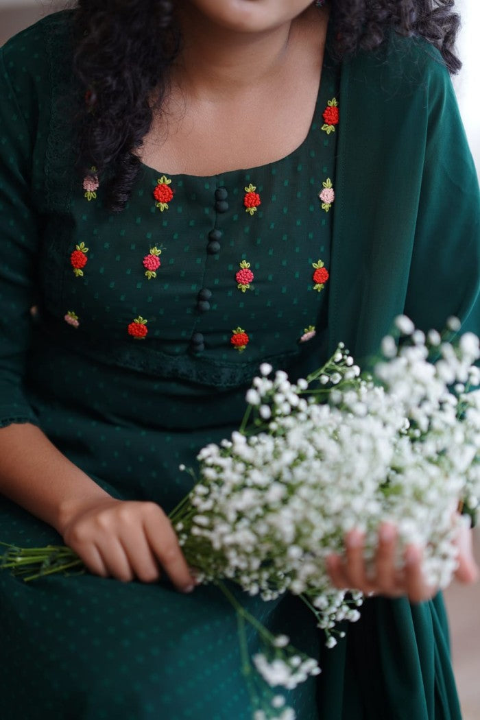 Georgette hand-worked kurthi and Duppatta
